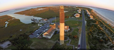 Oak Island Lighthouse -- Oak Island Lighthouse at sunset.  I also captured video of this spectacular flight with my drone.