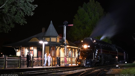 Night at Barber Junction -- NW 4-8-4 #611 sits at Barber Junction at Spencer, NC, Museum of Transportation
