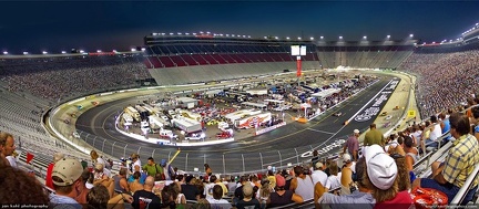 Bristol Speedway at Night -- The speedway lit up for a NASCAR truck race.