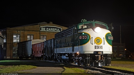 Late Evening Reinactment -- Southern 6133 sits in the Spencer yard on an early autumn evening.